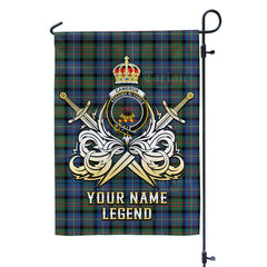 Custom Name Clan Cameron of Erracht Ancient Tartan Garden Flag with Clan Crest and the Golden Sword of Courageous Legacy EQ81