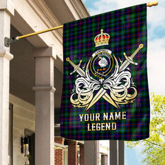 Custom Name Clan Campbel of Cawdor Modern Tartan Garden Flag with Clan Crest and the Golden Sword of Courageous Legacy NN30