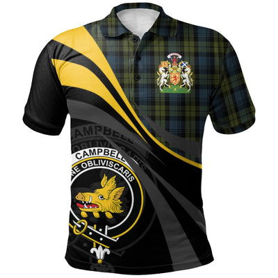 Clan Campbell Tartan Polo Shirt - Royal Coat Of Arms Style