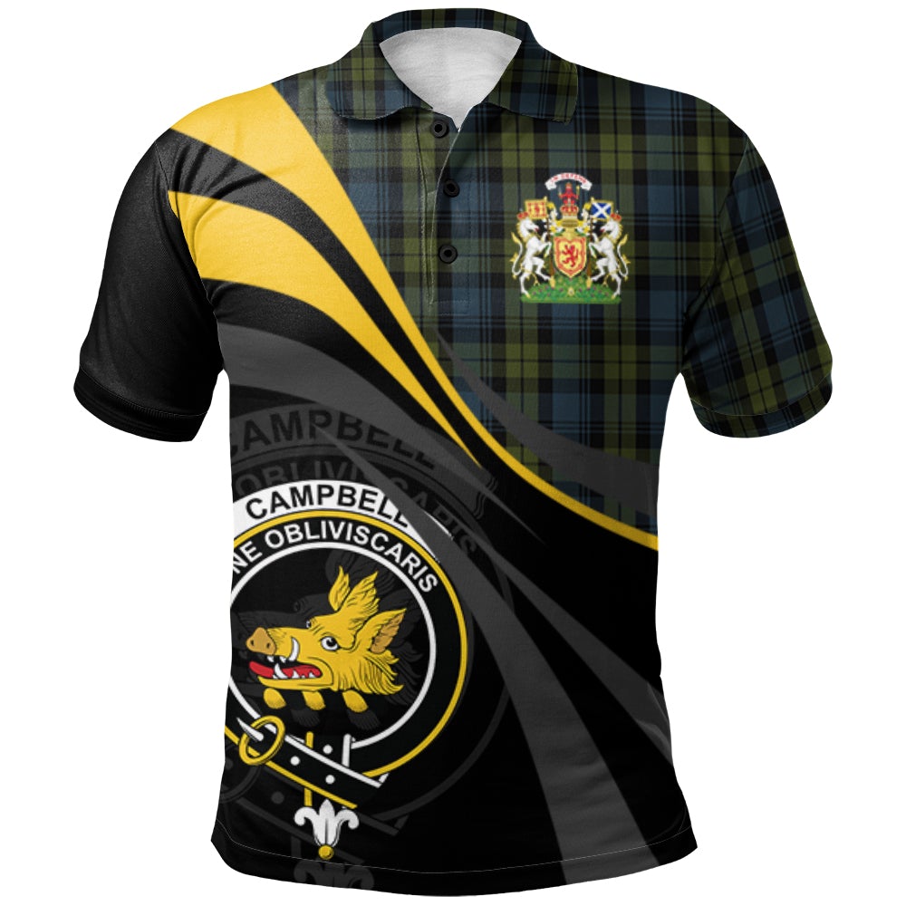 Clan Campbell Tartan Polo Shirt - Royal Coat Of Arms Style ZY82 Campbell Tartan Tartan Polo