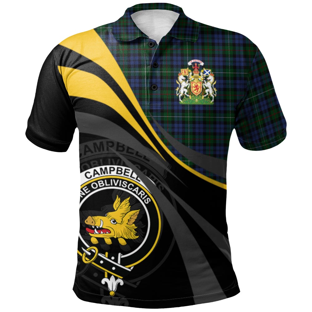 Clan Campbell Red Tartan Polo Shirt - Royal Coat Of Arms Style DU95 Campbell Red Tartan Tartan Polo