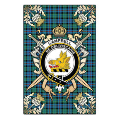Clan Campbell of Cawdor Ancient Tartan Crest Black Garden Flag - Gold Thistle WO16 Clan Campbell of Cawdor Tartan Today
