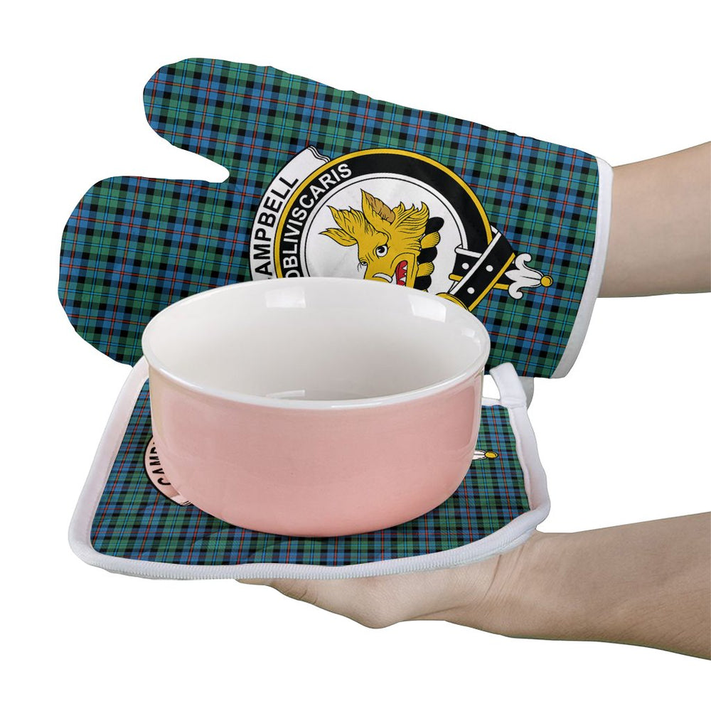 Clan Campbell Of Cawdor Ancient Tartan Crest Oven Mitt And Pot Holder (2 Oven Mitts + 1 Pot Holder) UK44 Clan Campbell of Cawdor Tartan Today