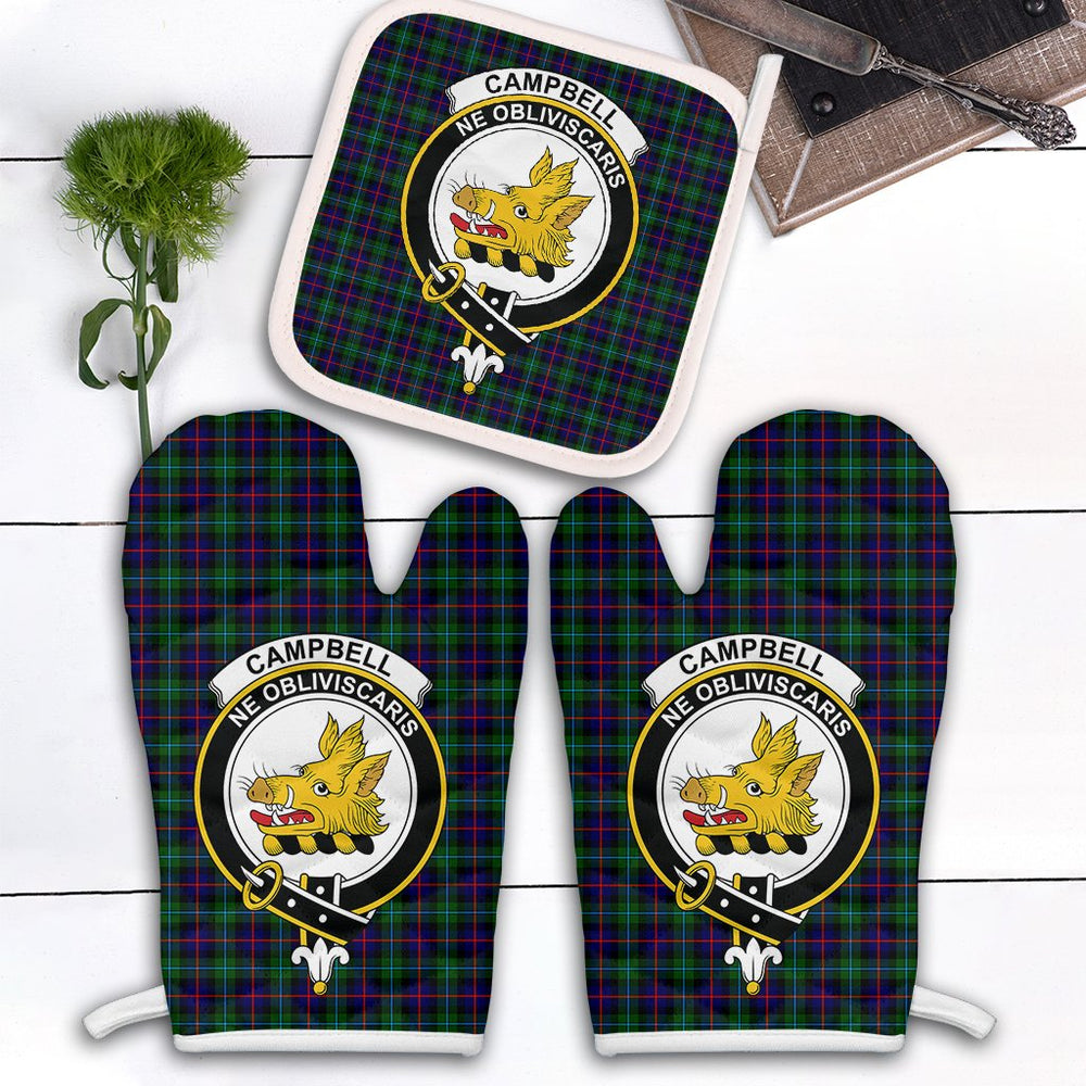 Clan Campbell Of Cawdor Modern Tartan Crest Oven Mitt And Pot Holder (2 Oven Mitts + 1 Pot Holder) JX11 Clan Campbell of Cawdor Tartan Today
