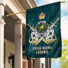 Custom Name Clan Campbell Ancient Tartan Garden Flag with Clan Crest and the Golden Sword of Courageous Legacy SA94