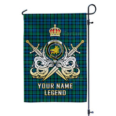 Custom Name Clan Campbell Ancient Tartan Garden Flag with Clan Crest and the Golden Sword of Courageous Legacy SA94