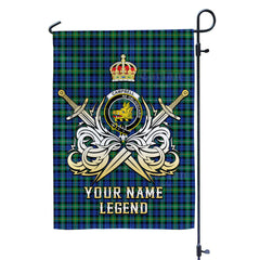 Custom Name Clan Campbell Argyll Ancient Tartan Garden Flag with Clan Crest and the Golden Sword of Courageous Legacy QR81