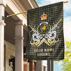 Custom Name Clan Campbell Argyll Weathered Tartan Garden Flag with Clan Crest and the Golden Sword of Courageous Legacy BI52
