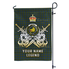 Custom Name Clan Campbell Tartan Garden Flag with Clan Crest and the Golden Sword of Courageous Legacy RP50