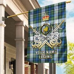 Custom Name Clan Campbell Dress Ancient Tartan Garden Flag with Clan Crest and the Golden Sword of Courageous Legacy BT72