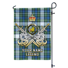 Custom Name Clan Campbell Dress Ancient Tartan Garden Flag with Clan Crest and the Golden Sword of Courageous Legacy BT72