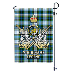 Custom Name Clan Campbell Dress Tartan Garden Flag with Clan Crest and the Golden Sword of Courageous Legacy LJ39