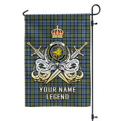 Custom Name Clan Campbell Faded Tartan Garden Flag with Clan Crest and the Golden Sword of Courageous Legacy PY40