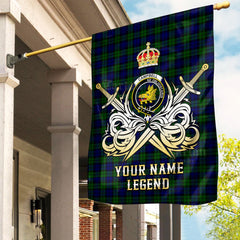 Custom Name Clan Campbell Modern Tartan Garden Flag with Clan Crest and the Golden Sword of Courageous Legacy CB35