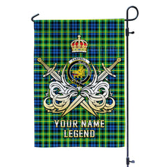 Custom Name Clan Campbell of Breadalbane Ancient Tartan Garden Flag with Clan Crest and the Golden Sword of Courageous Legacy FE48