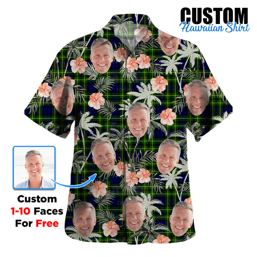 Clan Campbell of Breadalbane Modern Tartan Custom Face Hawaiian Shirt – Unisex Gift for Family Members, Summer Party TE53 Campbell of Breadalbane Modern Tartan Tartan Hawaii Shirt