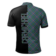 Clan Carmichael Ancient Tartan Polo Shirt Half of Me - Cross Style UX98 Carmichael Ancient Tartan Tartan Polo