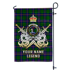 Custom Name Clan Carmichael Modern Tartan Garden Flag with Clan Crest and the Golden Sword of Courageous Legacy NX19