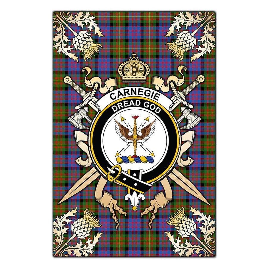 Clan Carnegie Ancient Tartan Crest Black Garden Flag