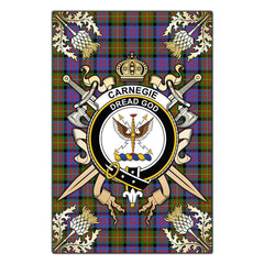 Clan Carnegie Ancient Tartan Crest Black Garden Flag - Gold Thistle UB40 Clan Carnegie Tartan Today