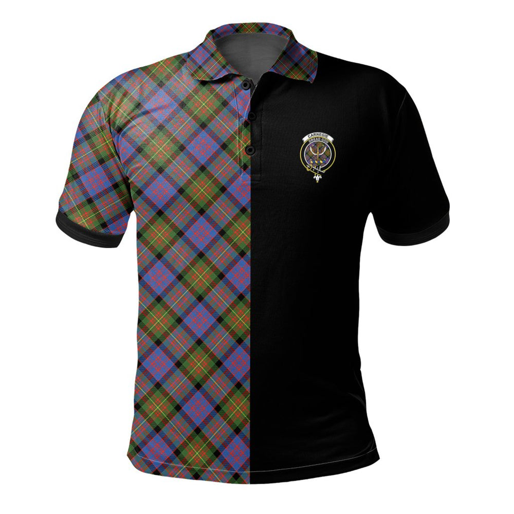 Clan Carnegie Ancient Tartan Polo Shirt Half of Me - Cross Style MX56 Carnegie Ancient Tartan Tartan Polo
