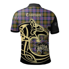 Clan Carnegie Ancient Tartan Polo Shirt Viking Wolf UU96 Carnegie Ancient Tartan Tartan Polo