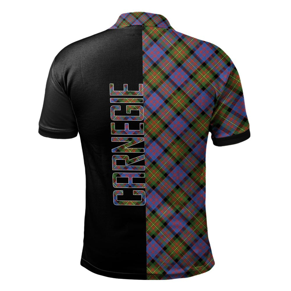Clan Carnegie Ancient Tartan Polo Shirt Half of Me - Cross Style MX56 Carnegie Ancient Tartan Tartan Polo