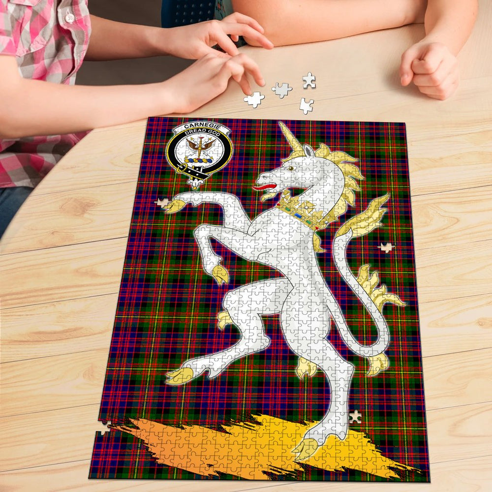 Clan Carnegie Modern Tartan Crest Unicorn Scotland Jigsaw Puzzles Gift For Family PI54 Clan Carnegie Tartan Today