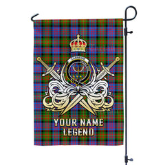 Custom Name Clan Carnegie Ancient Tartan Garden Flag with Clan Crest and the Golden Sword of Courageous Legacy UP38