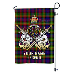 Custom Name Clan Carnegie Modern Tartan Garden Flag with Clan Crest and the Golden Sword of Courageous Legacy CK59