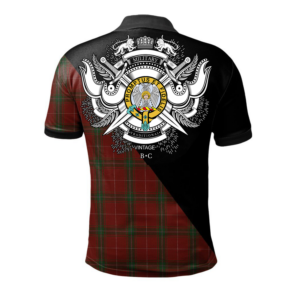 Clan Carruthers Modern Tartan Official Crest - Military Polo Shirt BG67 Carruthers Modern Tartan Official Tartan Tartan Polo