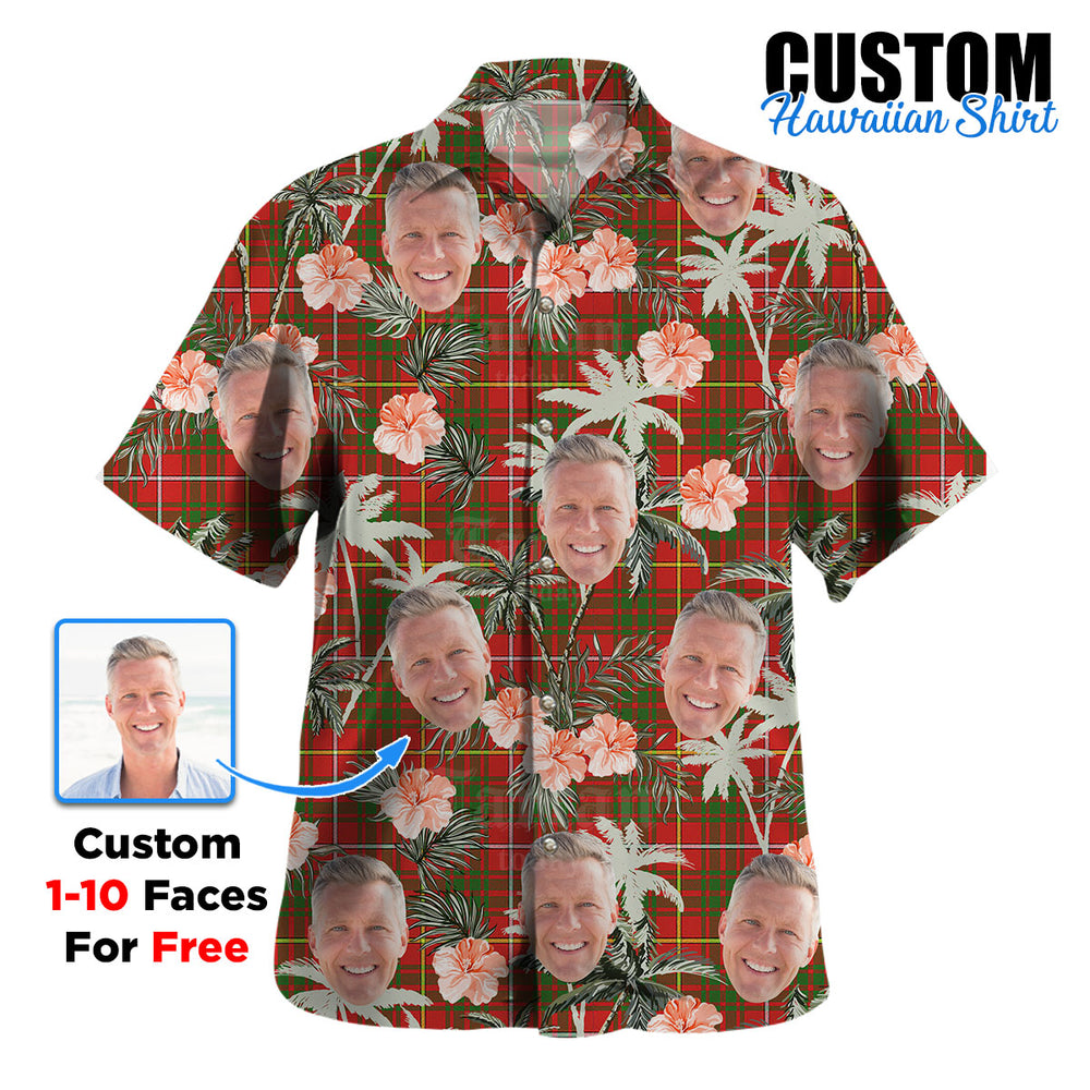 Clan Carruthers Tartan Custom Face Hawaiian Shirt – Unisex Gift for Family Members, Summer Party CV34 Carruthers Tartan Tartan Hawaii Shirt