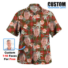 Clan Carruthers Tartan Custom Face Hawaiian Shirt – Unisex Gift for Family Members, Summer Party CV34 Carruthers Tartan Tartan Hawaii Shirt
