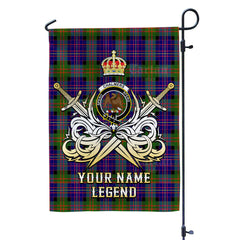 Custom Name Clan Chalmer Tartan Garden Flag with Clan Crest and the Golden Sword of Courageous Legacy JB62