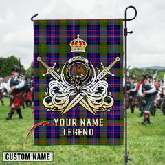 Personalized Custom Name Clan Chalmer Tartan Garden Flag with Clan Crest and the Golden Sword of Courageous Legacy JB62 - Chalmer Tartan Design, Scottish Heritage Gift