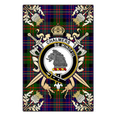 Clan Chalmers Modern Tartan Crest Black Garden Flag - Gold Thistle SC32 Clan Chalmers Tartan Today