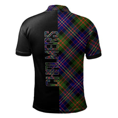Clan Chalmers Modern Tartan Polo Shirt Half of Me - Cross Style RN82 Chalmers Modern Tartan Tartan Polo