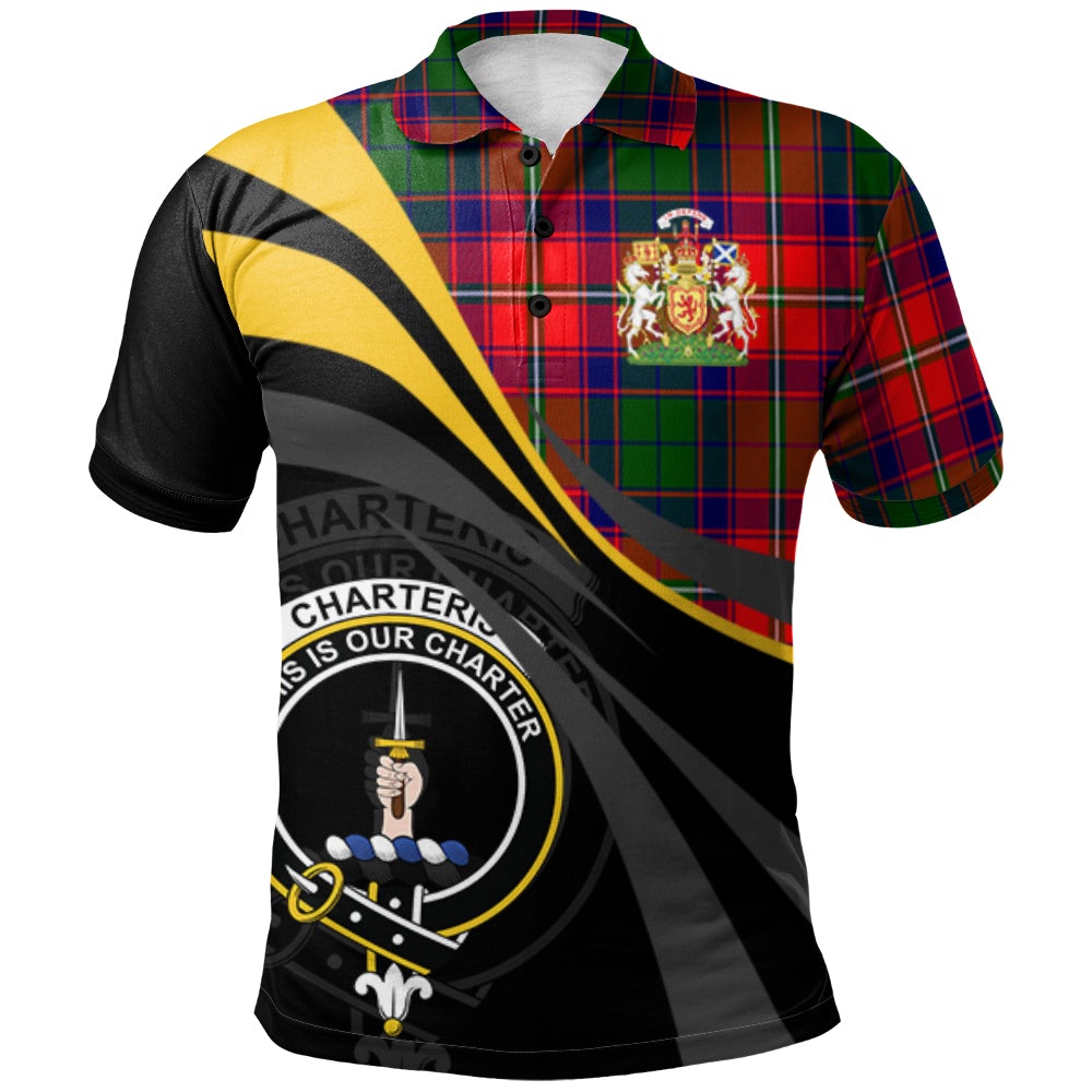 Clan Charteris Tartan Polo Shirt - Royal Coat Of Arms Style QF42 Charteris Tartan Tartan Polo