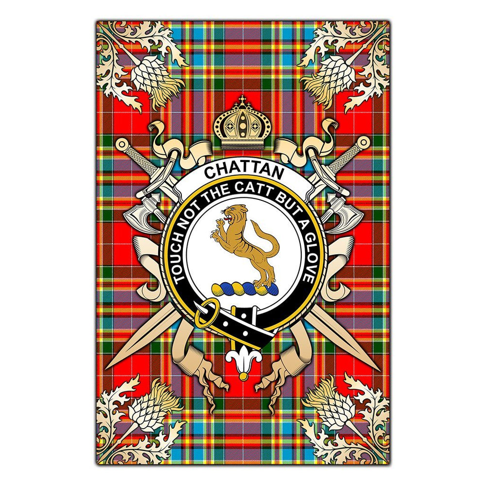 Clan Chattan Tartan Crest Black Garden Flag - Gold Thistle YN39 Clan Chattan Tartan Today
