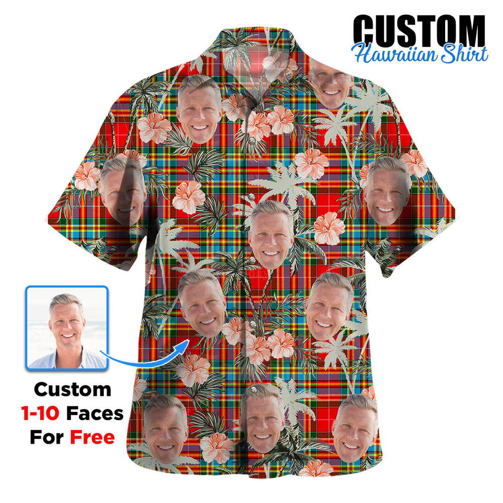 Clan Chattan Tartan Custom Face Hawaiian Shirt – Unisex Gift for Family Members, Summer Party PA16 Chattan Tartan Tartan Hawaii Shirt