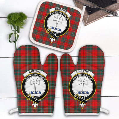 Clan Cheyne Tartan Crest Oven Mitt And Pot Holder (2 Oven Mitts + 1 Pot Holder)