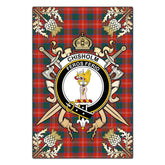 Clan Chisholm Ancient Tartan Crest Black Garden Flag  - Gold Thistle  GU76 Clan Chisholm Tartan Today