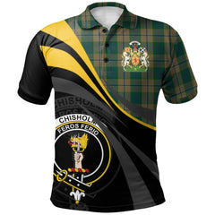 Clan Chisholm Colonial Tartan Polo Shirt - Royal Coat Of Arms Style MC45 Chisholm Colonial Tartan Tartan Polo