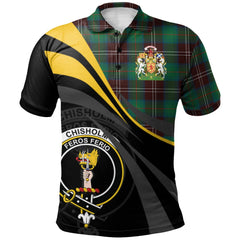 Clan Chisholm Hunting Ancient Tartan Polo Shirt - Royal Coat Of Arms Style GO32 Chisholm Hunting Ancient Tartan Tartan Polo