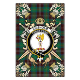 Clan Chisholm Hunting Ancient Tartan Crest Black Garden Flag  - Gold Thistle  FQ22 Clan Chisholm Tartan Today