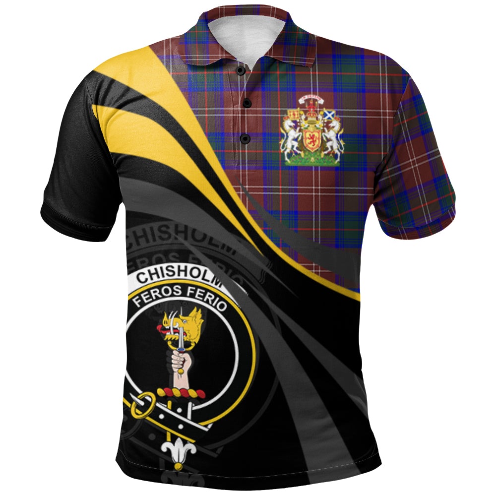 Clan Chisholm Hunting Modern Tartan Polo Shirt - Royal Coat Of Arms Style NE18 Chisholm Hunting Modern Tartan Tartan Polo