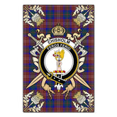 Clan Chisholm Hunting Modern Tartan Crest Black Garden Flag  - Gold Thistle  SD87 Clan Chisholm Tartan Today
