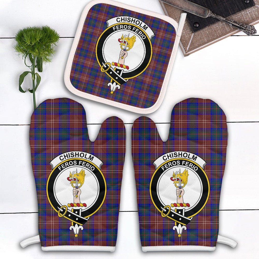 Clan Chisholm Hunting Modern Tartan Crest Oven Mitt And Pot Holder (2 Oven Mitts + 1 Pot Holder) EF73 Clan Chisholm Tartan Today