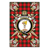 Clan Chisholm Modern Tartan Crest Black Garden Flag  - Gold Thistle  AR58 Clan Chisholm Tartan Today
