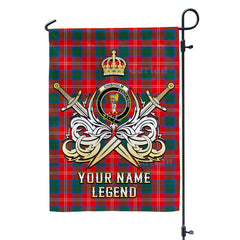 Custom Name Clan Chisholm Ancient Tartan Garden Flag with Clan Crest and the Golden Sword of Courageous Legacy UN52